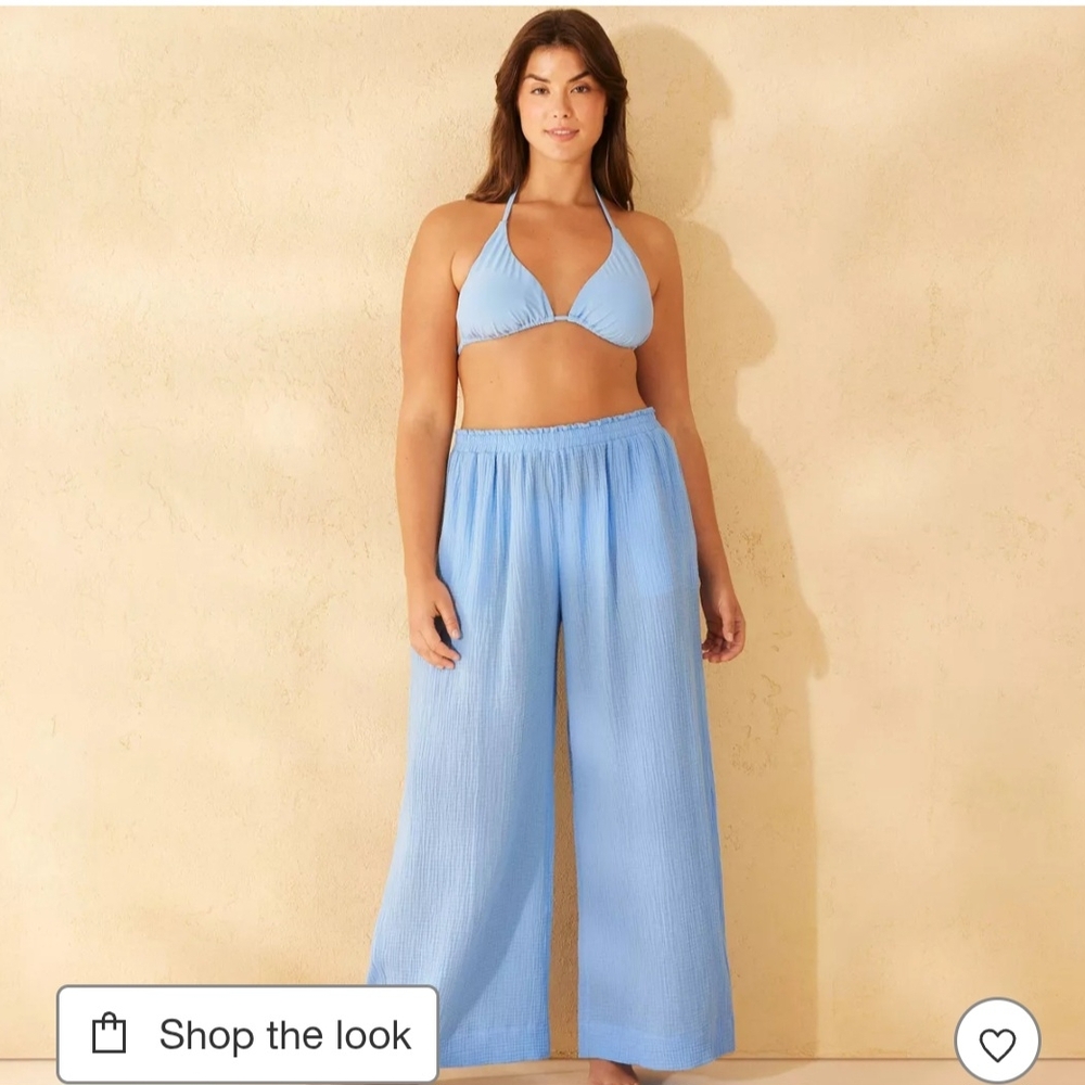 Shade & Shore Sky Blue Wide-Leg Pants Beach/pool Size Large - Picture 5 of 5